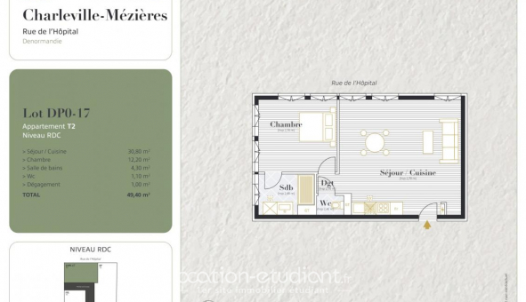 Logement tudiant T2 à Les Ayvelles (08000)