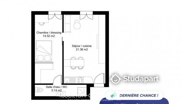 Logement tudiant T2 à Limoges (87280)