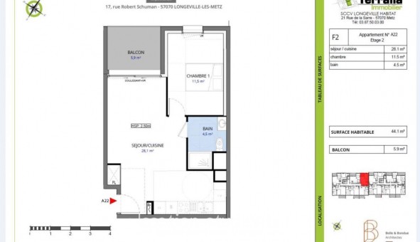 Logement �tudiant T2 &agrave; Longeville l�s Metz (57050)