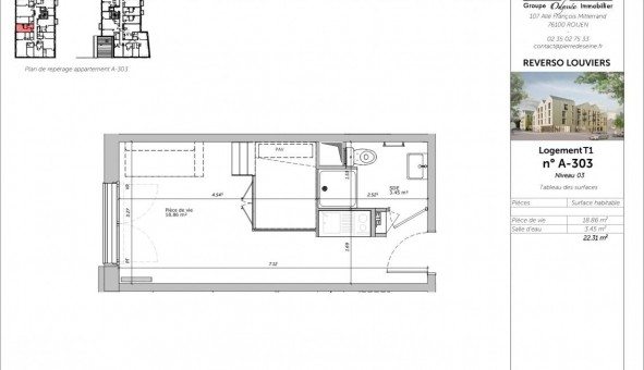Logement tudiant T2 à Louviers (27400)