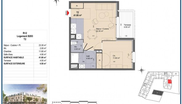 Logement �tudiant T2 &agrave; Luisant (28600)