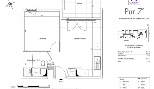 Logement �tudiant T2 &agrave; Lyon 7�me arrondissement (69007)