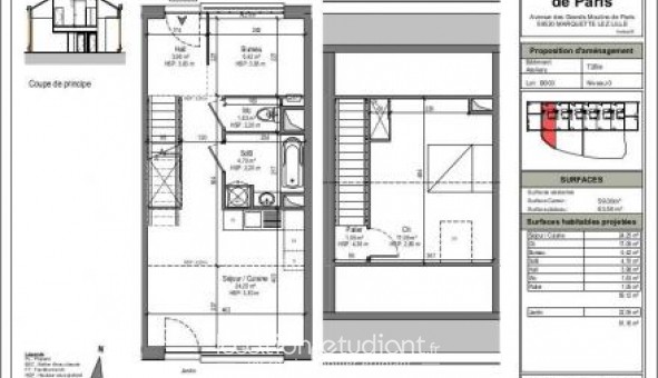 Logement tudiant T2 à Marquette lez Lille (59520)