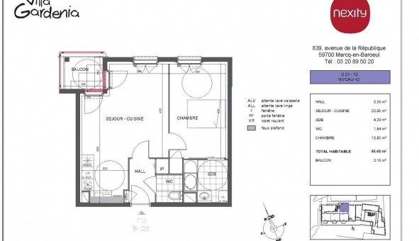 Logement tudiant T2 à Mons en Baroeul (59370)