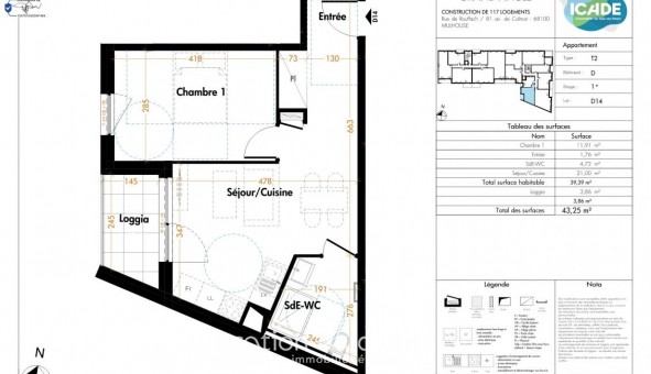 Logement tudiant T2 à Mulhouse (68100)