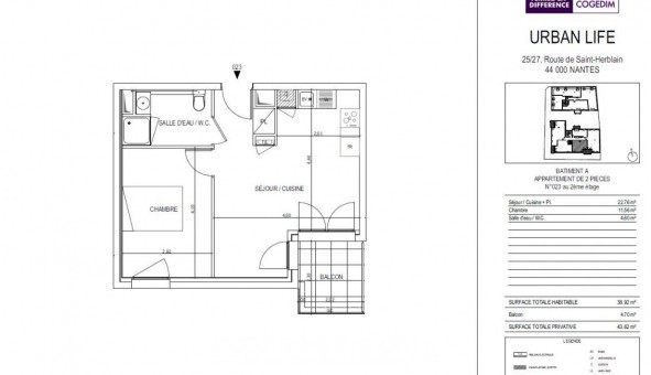 Logement tudiant T2 à Nantes (44200)
