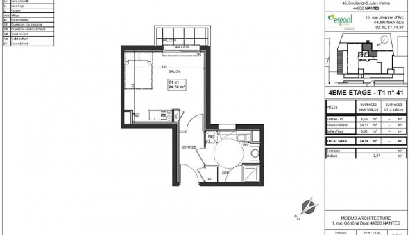 Logement tudiant T2 à Nantes (44200)