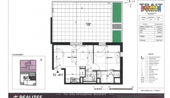 Logement �tudiant T2 &agrave; Nantes (44200)