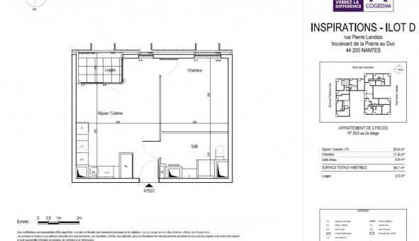 Logement �tudiant T2 &agrave; Nantes (44200)