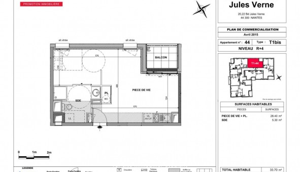 Logement �tudiant T2 &agrave; Nantes (44200)