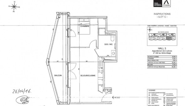 Logement �tudiant T2 &agrave; Nantes (44200)
