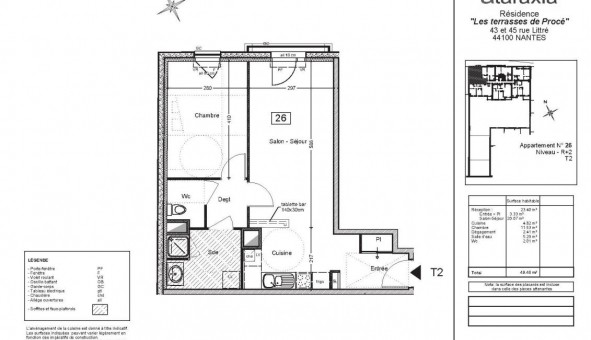 Logement �tudiant T2 &agrave; Nantes (44200)