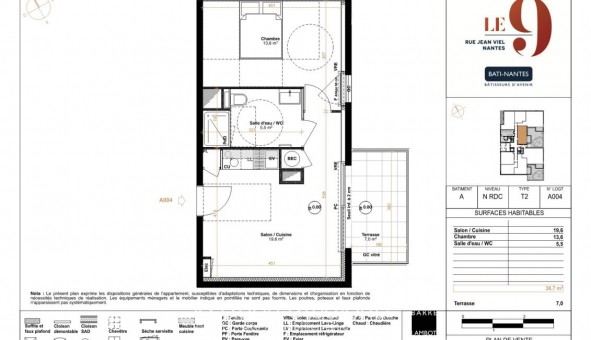 Logement �tudiant T2 &agrave; Nantes (44200)