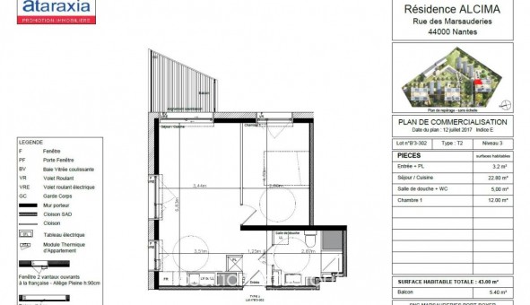 Logement �tudiant T2 &agrave; Nantes (44200)