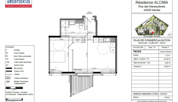 Logement �tudiant T2 &agrave; Nantes (44200)