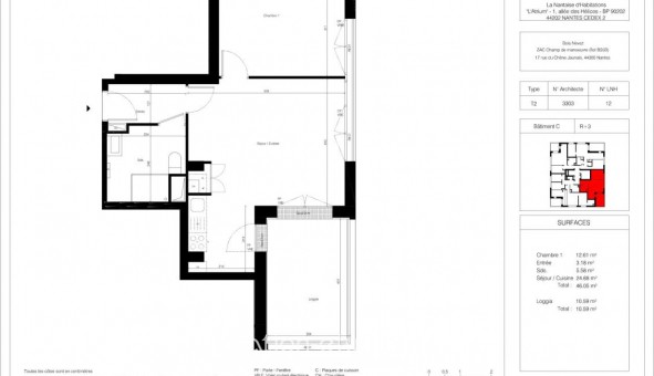 Logement �tudiant T2 &agrave; Nantes (44200)