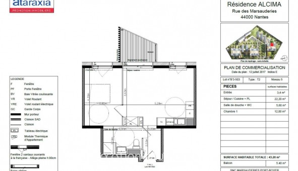 Logement �tudiant T2 &agrave; Nantes (44200)