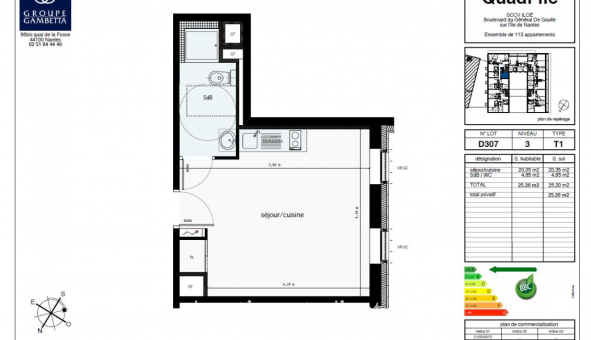 Logement �tudiant T2 &agrave; Nantes (44200)