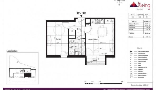 Logement �tudiant T2 &agrave; Nantes (44200)