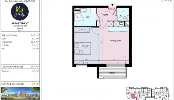 Logement �tudiant T2 &agrave; Olivet (45160)