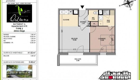Logement �tudiant T2 &agrave; Orl�ans (45100)
