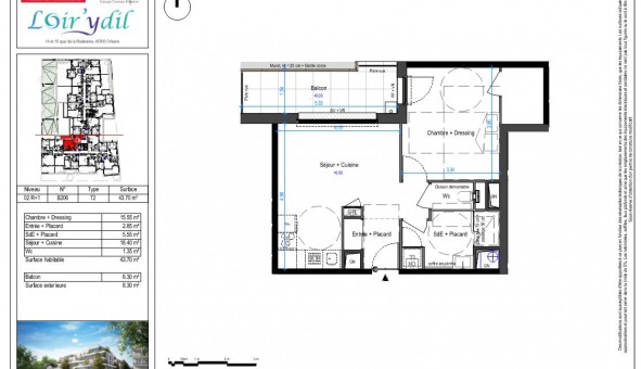 Logement �tudiant T2 &agrave; Orl�ans (45100)