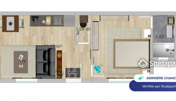 Logement tudiant T2 à Orsay (91400)