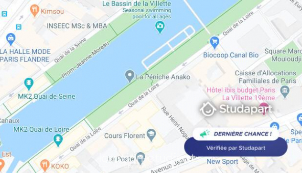 Logement �tudiant T2 &agrave; Paris 19�me arrondissement (75019)