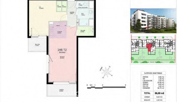 Logement �tudiant T2 &agrave; Reims (51100)