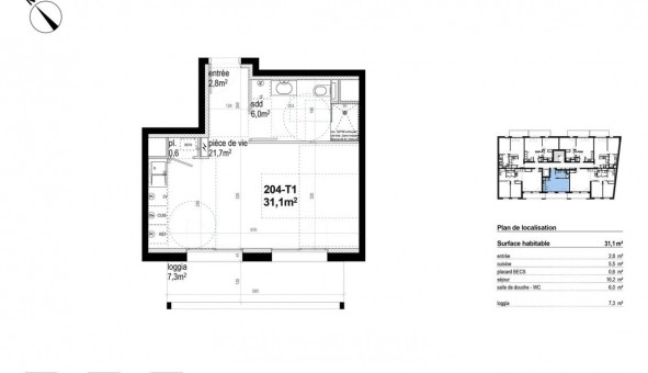 Logement �tudiant T2 &agrave; Reims (51100)