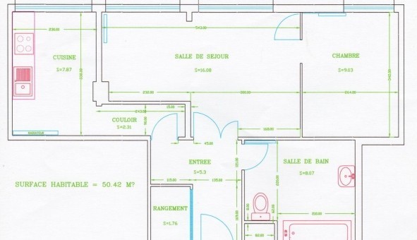 Logement �tudiant T2 &agrave; Reims (51100)