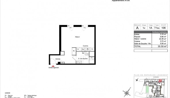 Logement �tudiant T2 &agrave; Reims (51100)