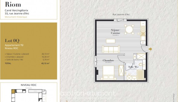 Logement tudiant T2 à Riom (63200)