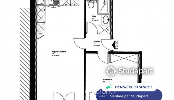 Logement tudiant T2 à Rouen (76100)
