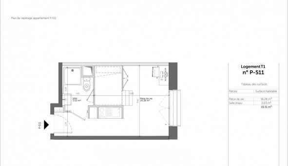 Logement �tudiant T2 &agrave; Rouen (76100)