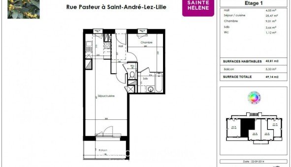 Logement tudiant T2 à Saint Andr lez Lille (59350)