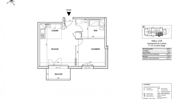 Logement �tudiant T2 &agrave; Saint Andr� lez Lille (59350)