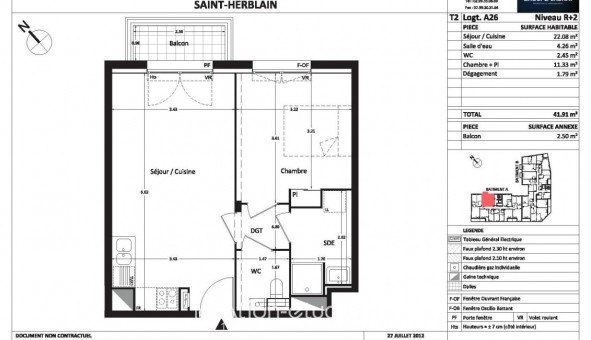 Logement �tudiant T2 &agrave; Saint Herblain (44800)