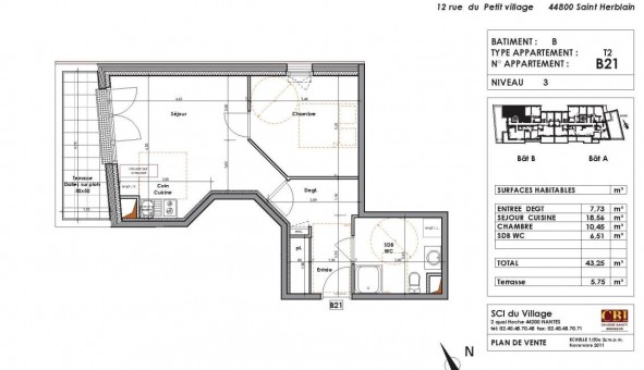 Logement �tudiant T2 &agrave; Saint Herblain (44800)