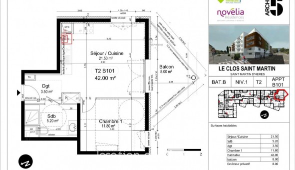 Logement tudiant T2 à Saint Martin d'Hres (38400)
