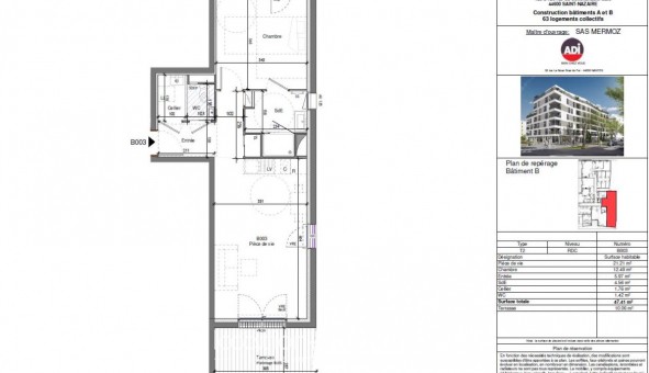 Logement �tudiant T2 &agrave; Saint Nazaire (44600)