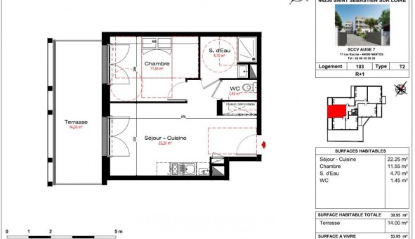 Logement tudiant T2 à Saint Sbastien sur Loire (44230)