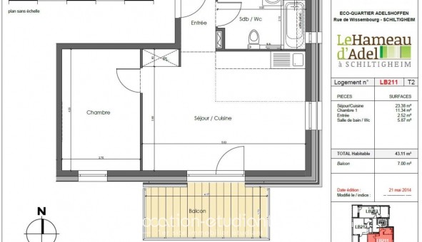 Logement �tudiant T2 &agrave; Schiltigheim (67300)