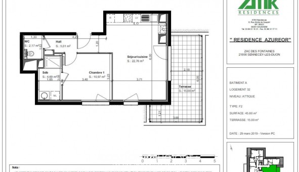 Logement �tudiant T2 &agrave; Sennecey l�s Dijon (21800)
