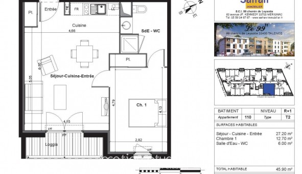 Logement �tudiant T2 &agrave; Talence (33400)