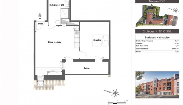 Logement �tudiant T2 &agrave; Templeuve (59242)