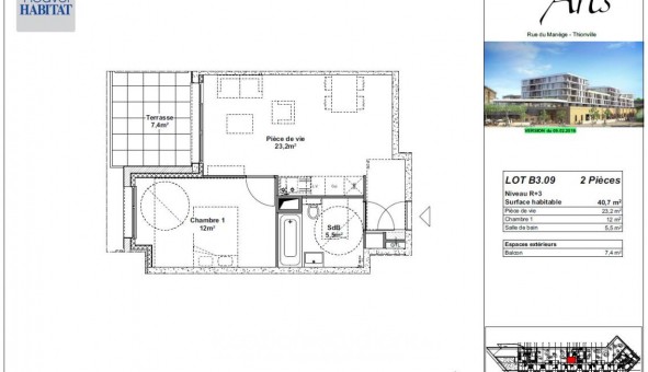 Logement �tudiant T2 &agrave; Thionville (57100)