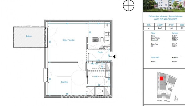 Logement �tudiant T2 &agrave; Thouar� sur Loire (44470)