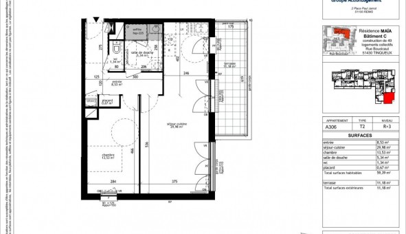 Logement �tudiant T2 &agrave; Tinqueux (51430)