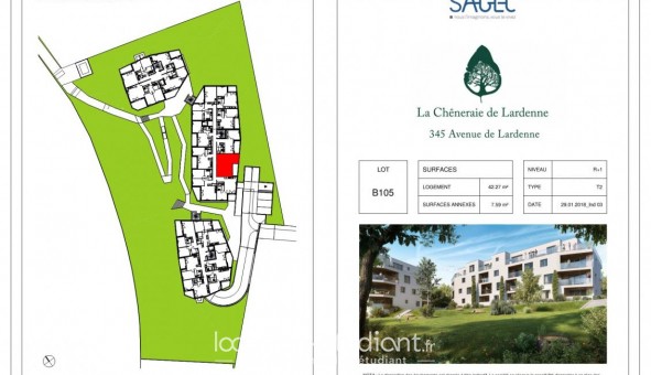 Logement tudiant T2 à Tournefeuille (31170)